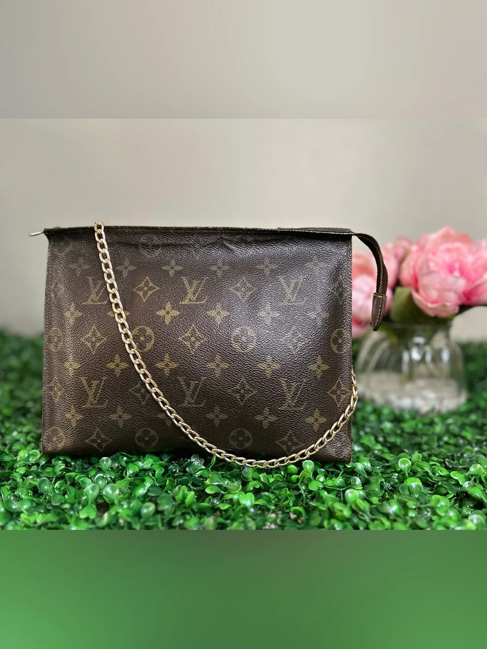 Louis Vuitton Vintage Monogram Zip Pouch Clutch or Convertible Crossbody w/ COA